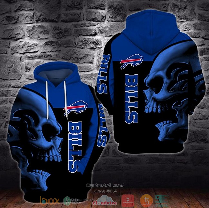 Nfl Buffalo Bills Skull Black Blue 3D Hoodie Nfl Buffalo Bills Skull Black Blue 3D Hoodie