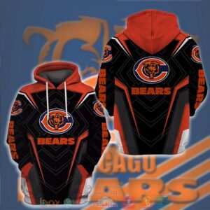 Nfl Chicago Bears Black And Orange 3D Hoodie
