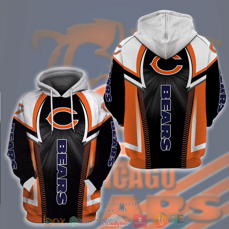 Nfl Chicago Bears Black Orange 3D Hoodie Nfl Chicago Bears Black Orange 3D Hoodie