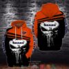 Nfl Chicago Bears Black Orange Punisher Skull 3D Hoodie