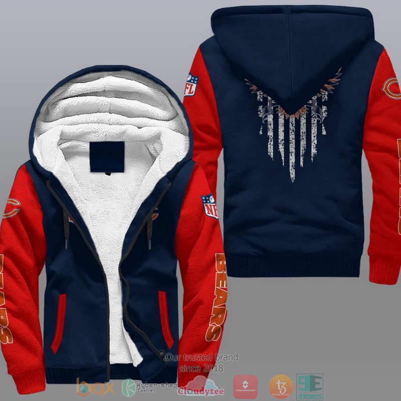Nfl Chicago Bears Eagle American Flag Fleece Hoodie Nfl Chicago Bears Eagle American Flag Fleece Hoodie