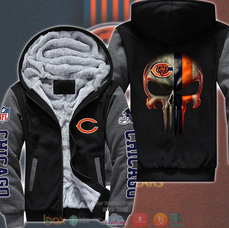 Nfl-Chicago-Bears-Punisher-Skull-3D-Fleece-Hoodie-Jacket-1