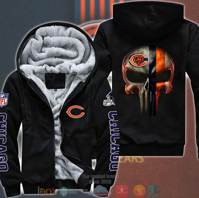 Nfl-Chicago-Bears-Punisher-Skull-3D-Fleece-Hoodie-Jacket-2