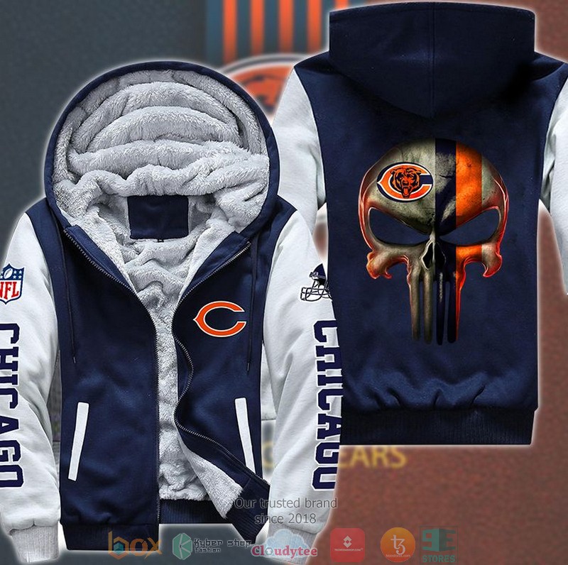 Nfl-Chicago-Bears-Punisher-Skull-3D-Fleece-Hoodie-Jacket-3