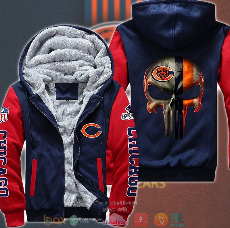 Nfl Chicago Bears Punisher Skull 3D Fleece Hoodie Jacket Nfl Chicago Bears Punisher Skull 3D Fleece Hoodie Jacket