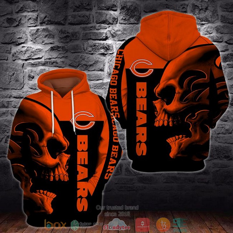 Nfl Chicago Bears Skull 3D Hoodie Nfl Chicago Bears Skull 3D Hoodie