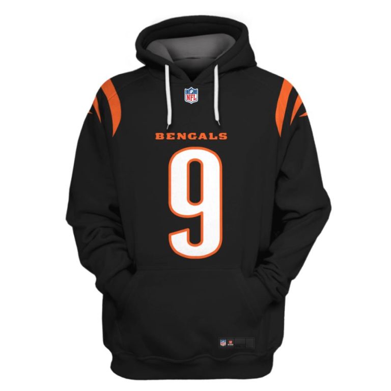 Nfl-Cincinnati-Bengals-Burrow-9-Black-3D-Shirt-Hoodie-3