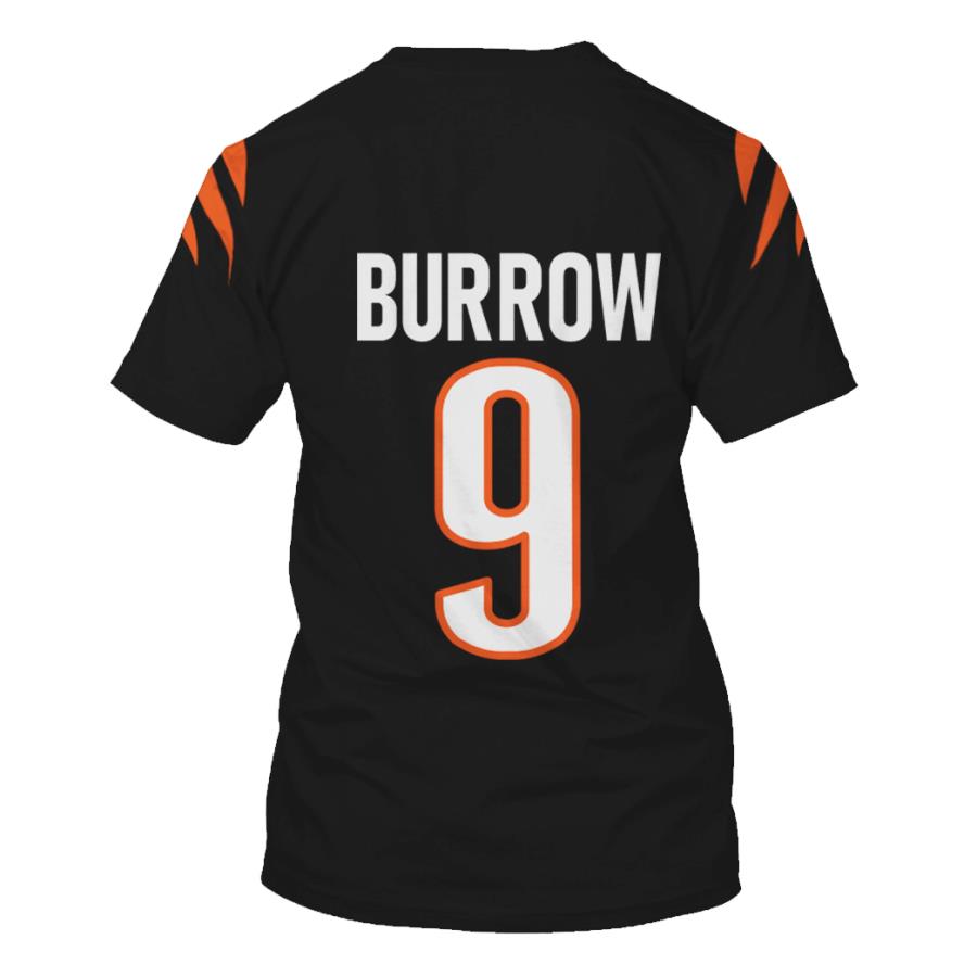 Nfl Cincinnati Bengals Burrow 9 Black 3D Shirt Nfl Cincinnati Bengals Burrow 9 Black 3D Shirt