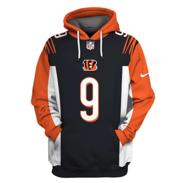 Nfl-Cincinnati-Bengals-Burrow-9-Black-Orange-3D-Shirt-Hoodie-3