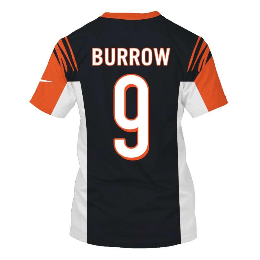 Nfl Cincinnati Bengals Burrow 9 Black Orange 3D Shirt Nfl Cincinnati Bengals Burrow 9 Black Orange 3D Shirt