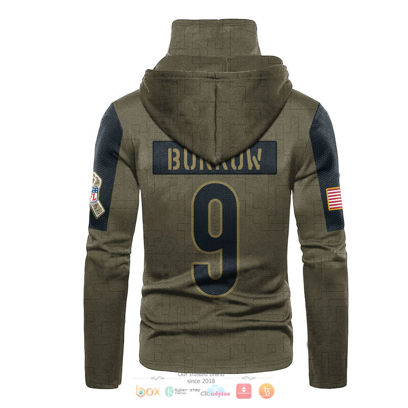 Nfl Cincinnati Bengals Burrow 9 Moss Green 3D Hoodie Mask Nfl Cincinnati Bengals Burrow 9 Moss Green 3D Hoodie Mask
