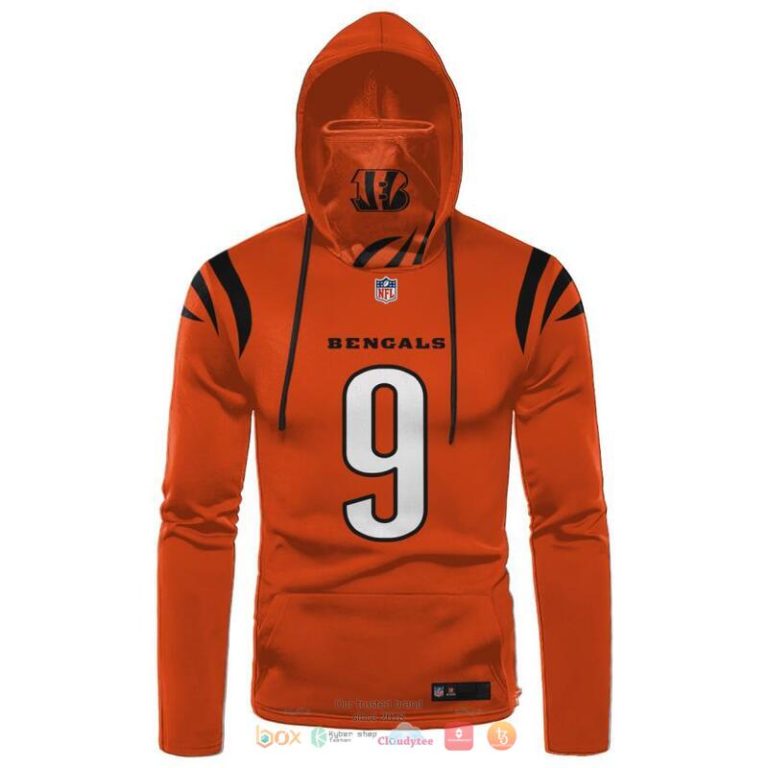 Nfl-Cincinnati-Bengals-Burrow-9-Orange-3D-Hoodie-Mask-2
