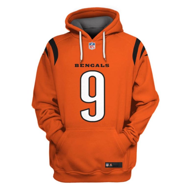 Nfl-Cincinnati-Bengals-Burrow-9-Orange-3D-Shirt-Hoodie-3