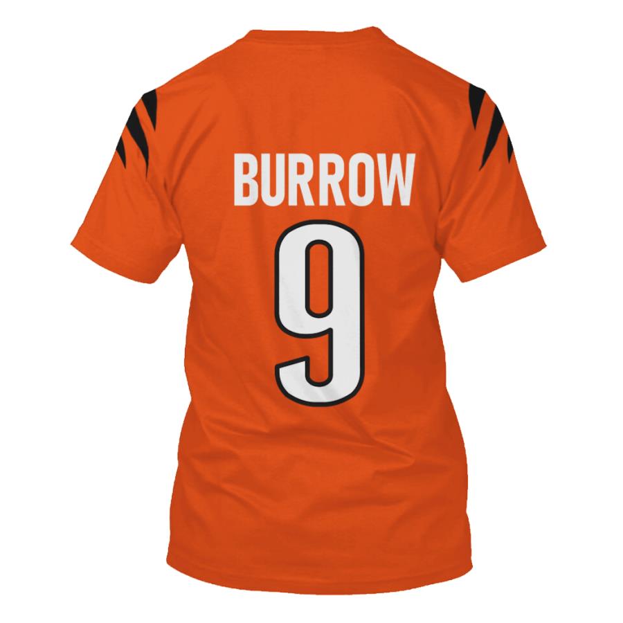 Nfl Cincinnati Bengals Burrow 9 Orange 3D Shirt Nfl Cincinnati Bengals Burrow 9 Orange 3D Shirt