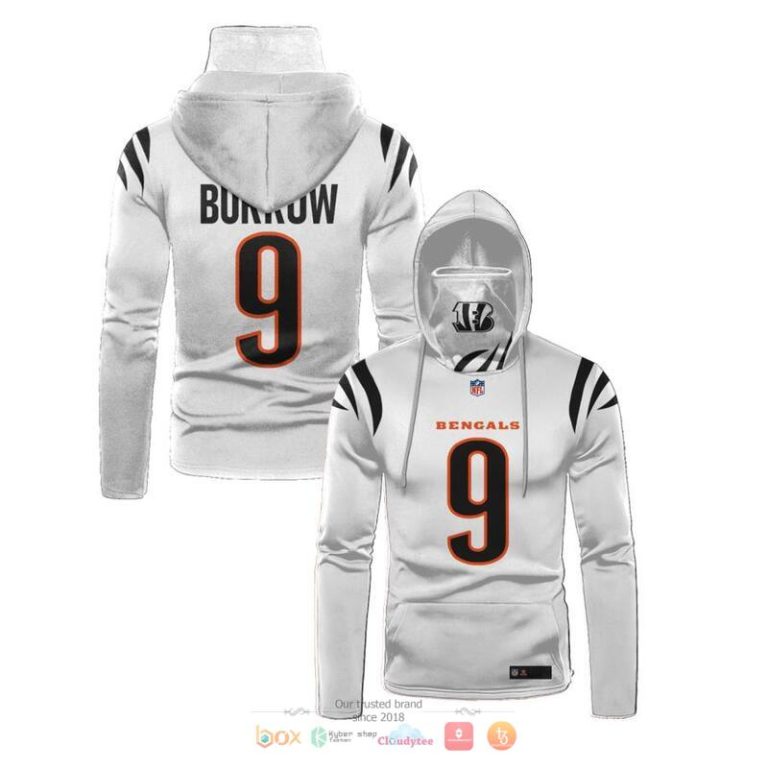 Nfl-Cincinnati-Bengals-Burrow-9-White-3D-Hoodie-Mask-1