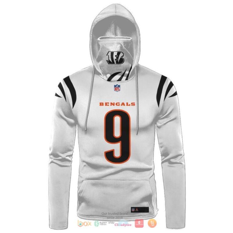 Nfl-Cincinnati-Bengals-Burrow-9-White-3D-Hoodie-Mask-2