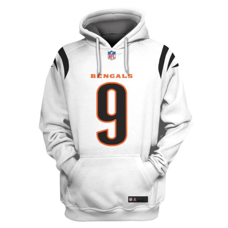 Nfl-Cincinnati-Bengals-Burrow-9-White-3D-Shirt-Hoodie-3