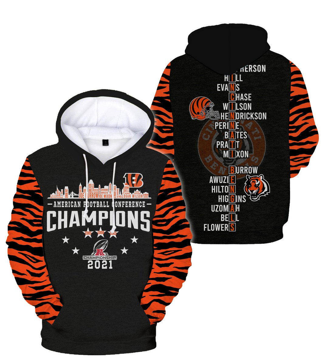 Nfl Cincinnati Bengals Champions 2021 3D Hoodie Nfl Cincinnati Bengals Champions 2021 3D Hoodie