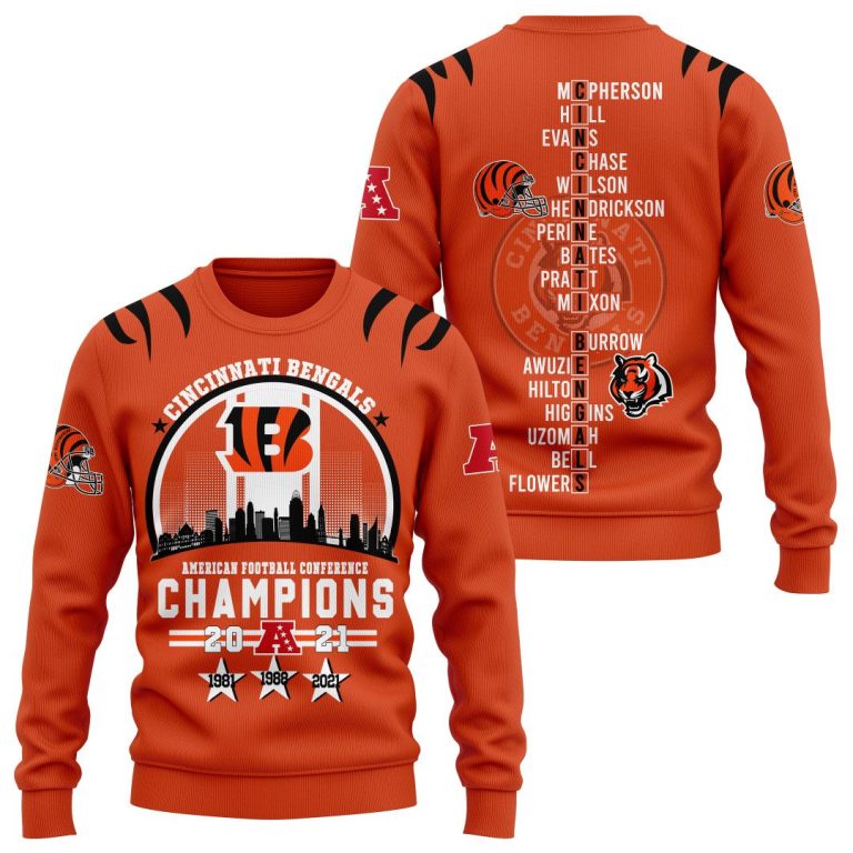 Nfl-Cincinnati-Bengals-Champions-2021-Orange-3D-Hoodie-Shirt-2