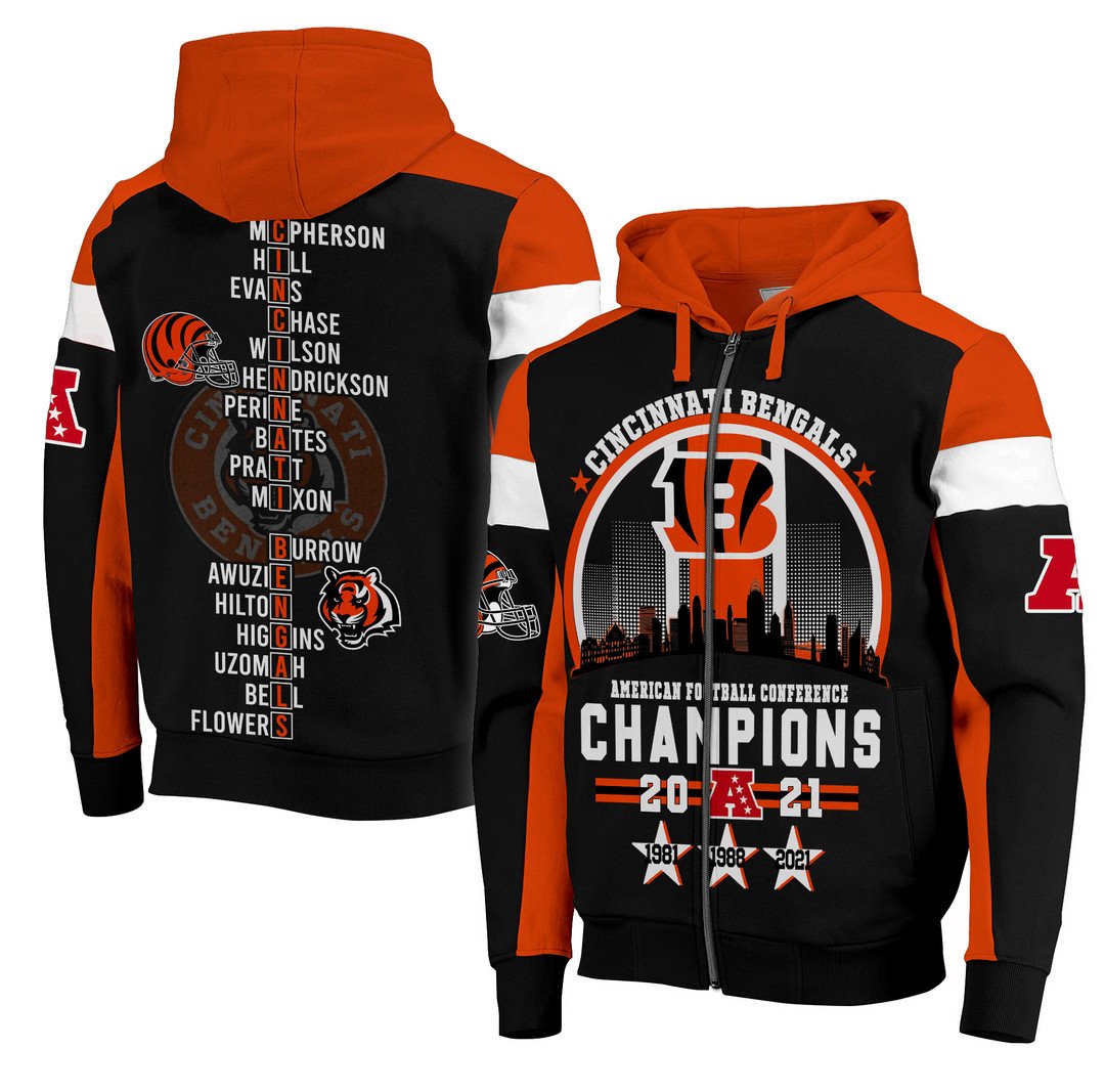 Nfl-Cincinnati-Bengals-Champions-3D-Zip-Hoodie-1
