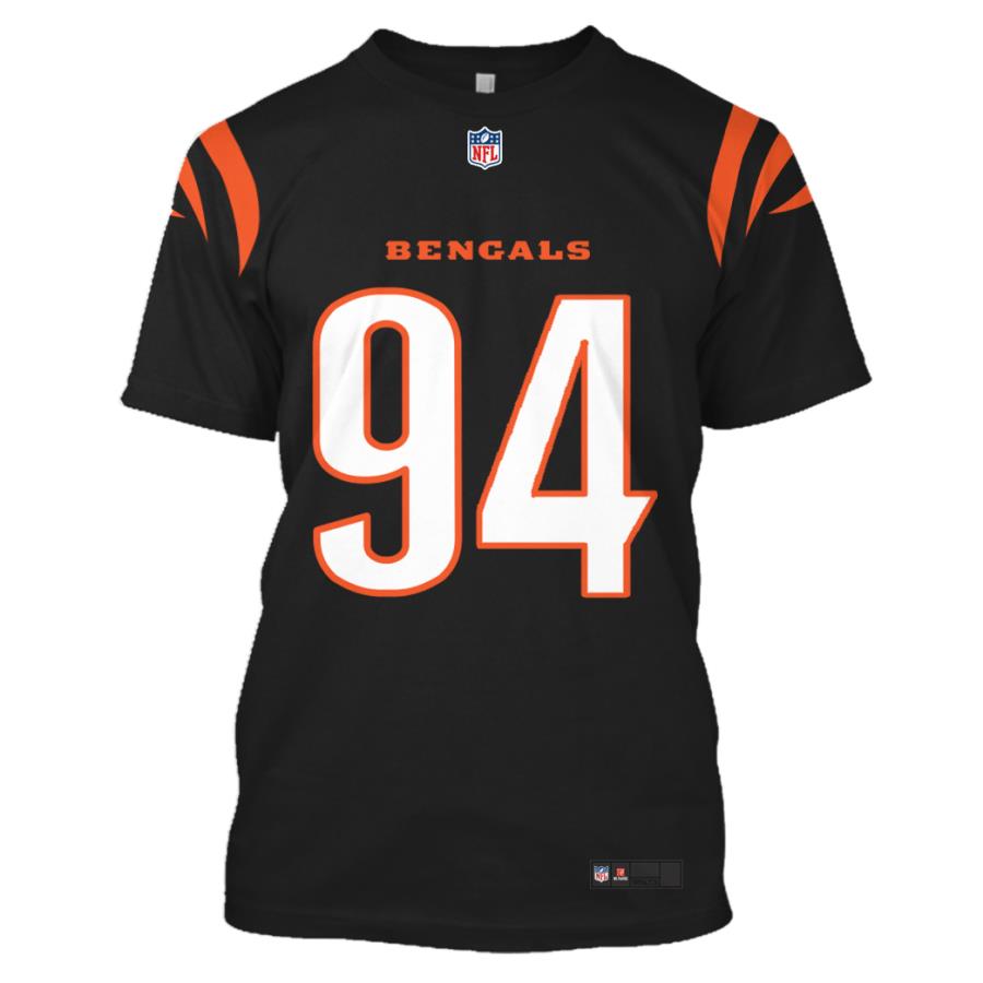Nfl Cincinnati Bengals Hubbard 94 Black 3D Shirt Nfl Cincinnati Bengals Hubbard 94 Black 3D Shirt