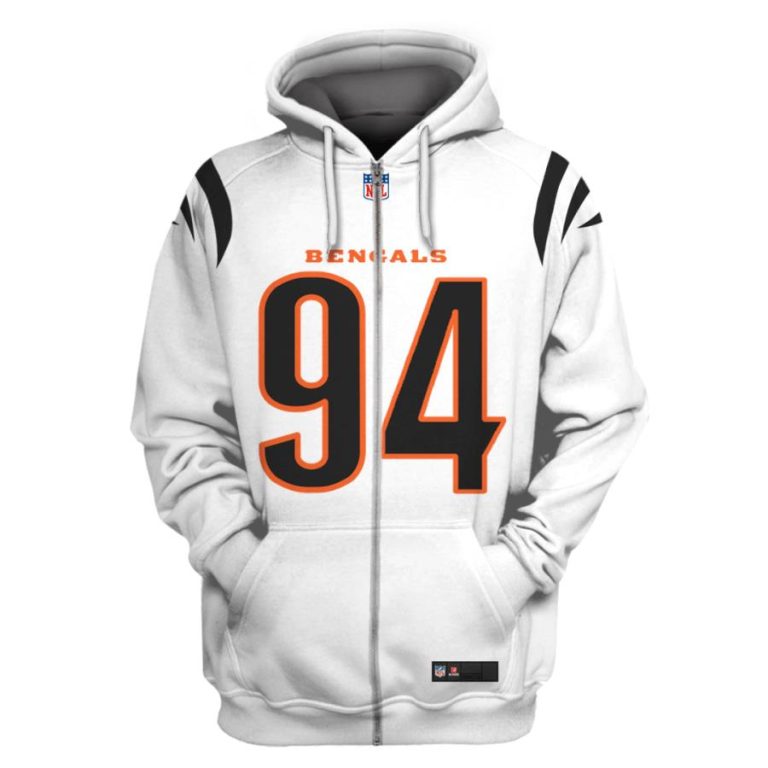 Nfl-Cincinnati-Bengals-Hubbard-94-White-3D-Shirt-Hoodie-2