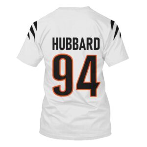 Nfl Cincinnati Bengals Hubbard 94 White 3D Shirt