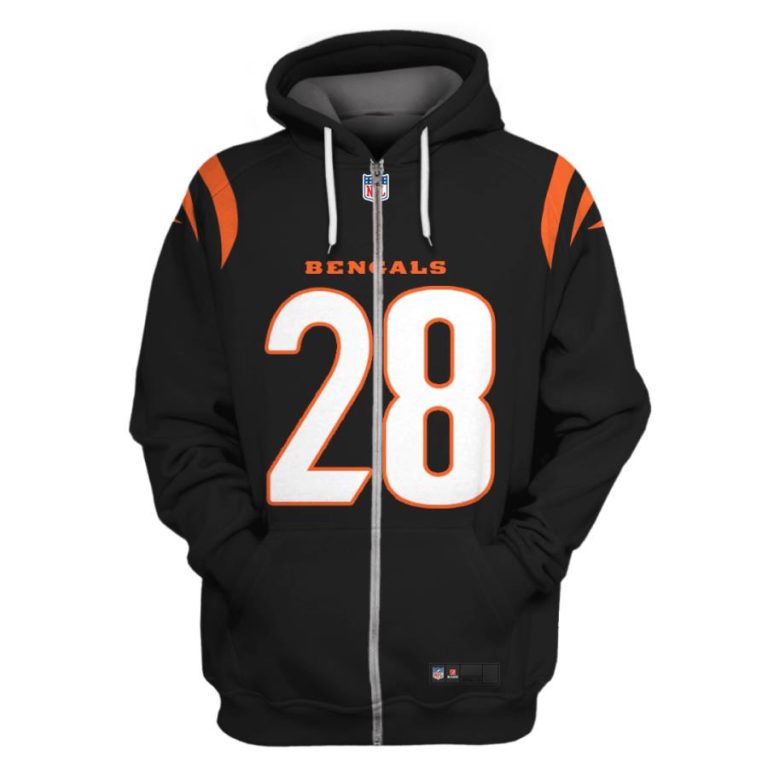 Nfl-Cincinnati-Bengals-Mixon-28-Black-3D-Shirt-Hoodie-2