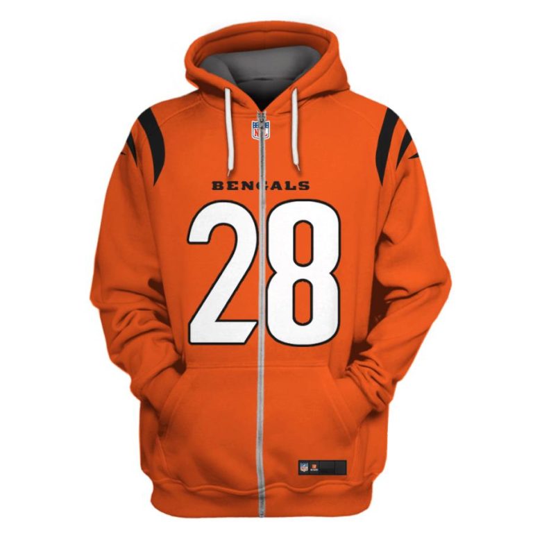 Nfl-Cincinnati-Bengals-Mixon-28-Orange-3D-Shirt-Hoodie-2