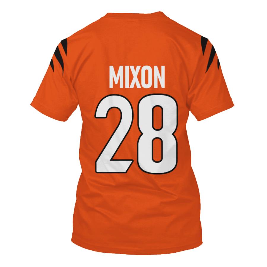 Nfl Cincinnati Bengals Mixon 28 Orange 3D Shirt Nfl Cincinnati Bengals Mixon 28 Orange 3D Shirt
