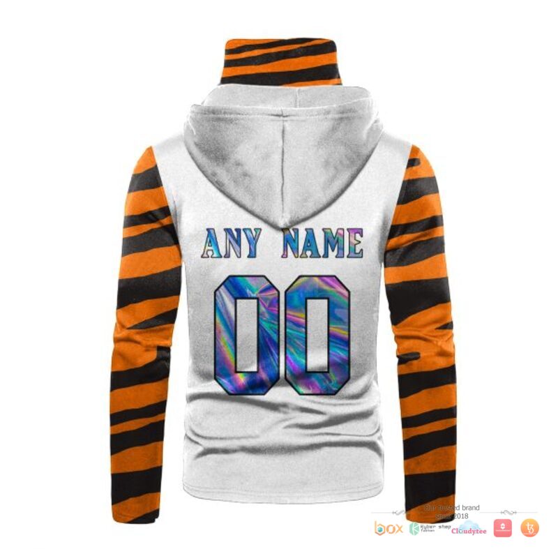 Nfl Cincinnati Bengals White Orange Hologram Custom 3D Hoodie Mask Nfl Cincinnati Bengals White Orange Hologram Custom 3D Hoodie Mask
