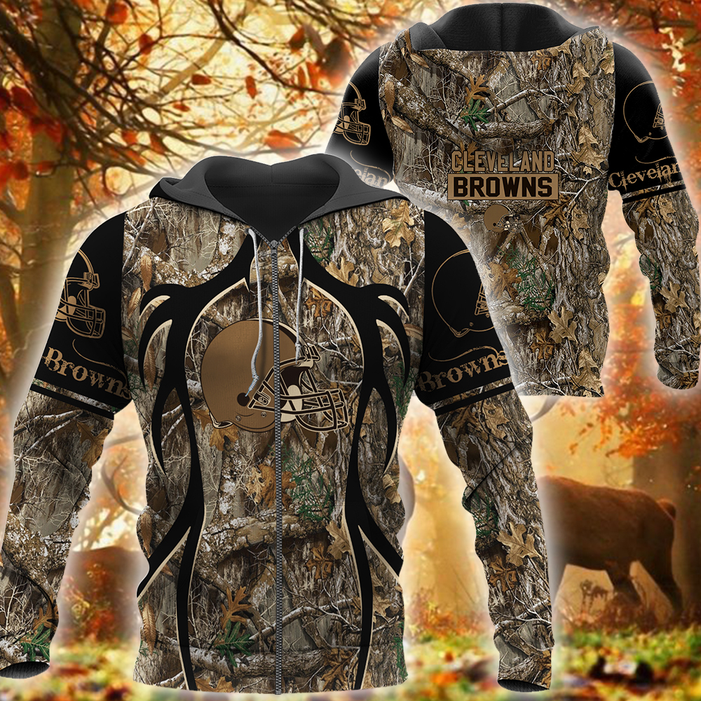 Nfl Cleveland Browns Camo Hunting 3D Shirt Nfl Cleveland Browns Camo Hunting 3D Shirt