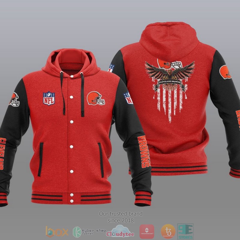 Nfl Cleveland Browns Eagle American Flag Baseball Jacket Hoodie Nfl Cleveland Browns Eagle American Flag Baseball Jacket Hoodie