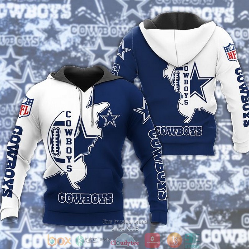 Nfl Dallas Cowboys Blue White 3D Hoodie Nfl Dallas Cowboys Blue White 3D Hoodie