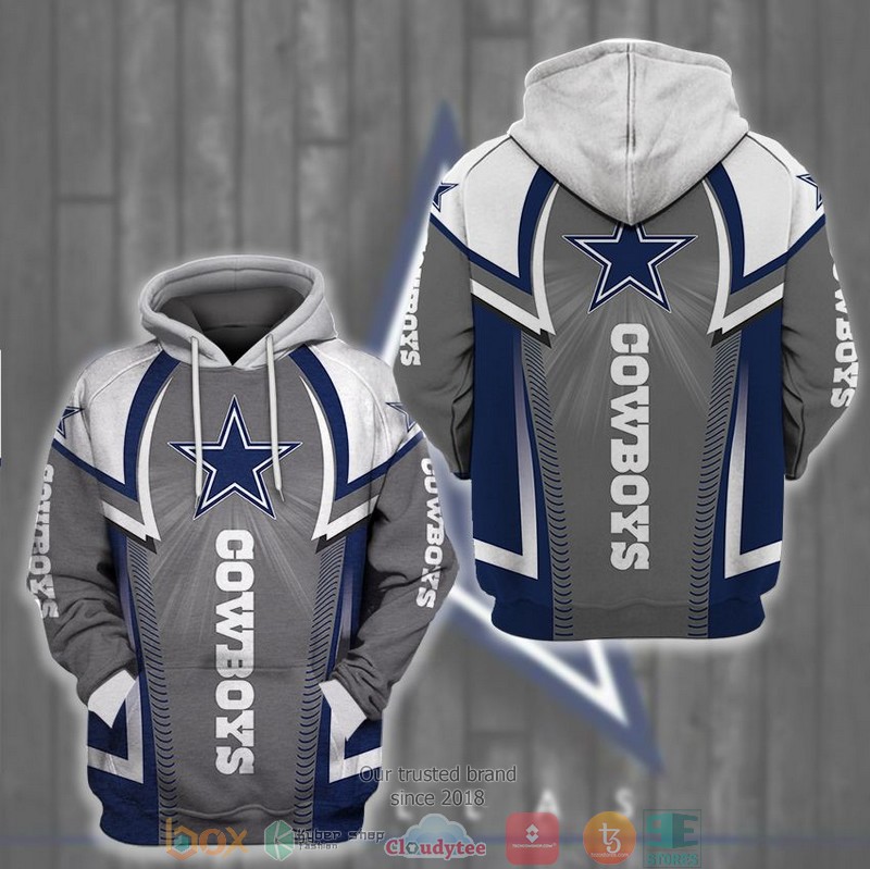 Nfl Dallas Cowboys Grey 3D Hoodie Nfl Dallas Cowboys Grey 3D Hoodie
