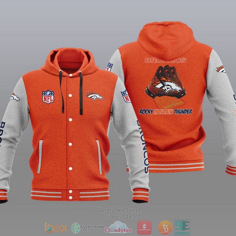 Nfl Denver Broncos Rocky Moutain Thunder Baseball Jacket Hoodie Nfl Denver Broncos Rocky Moutain Thunder Baseball Jacket Hoodie