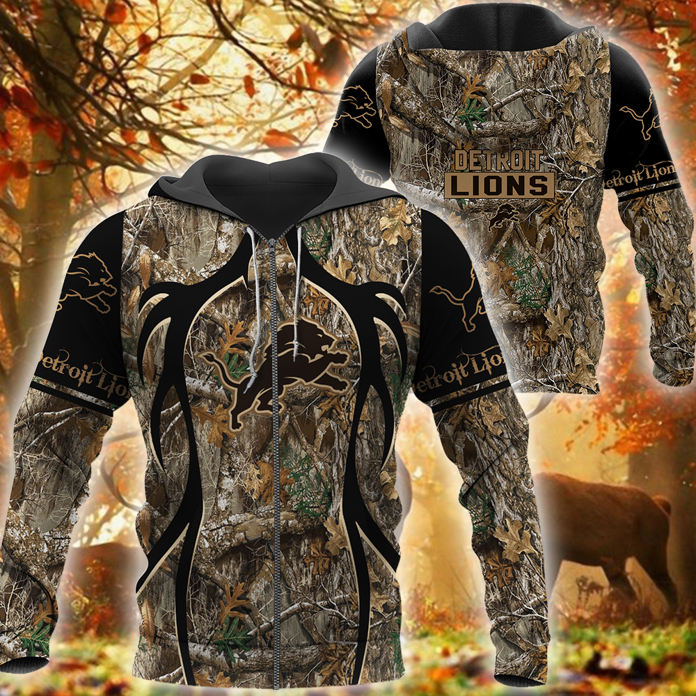Nfl Detroit Lions Camo Hunting 3D Shirt Nfl Detroit Lions Camo Hunting 3D Shirt