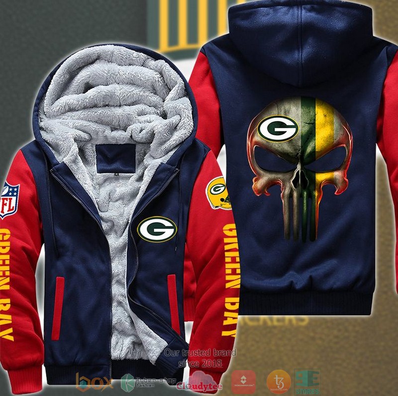 Nfl Green Bay Packers Color Line Punisher Skull 3D Fleece Hoodie Jacket Nfl Green Bay Packers Color Line Punisher Skull 3D Fleece Hoodie Jacket