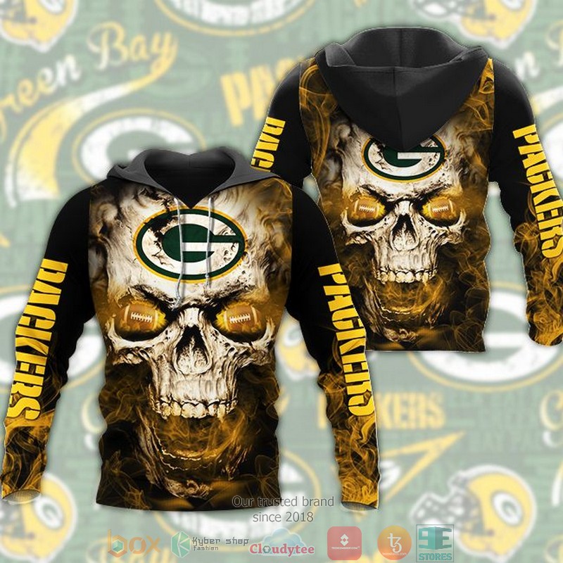 Nfl Green Bay Packers Flame Skull 3D Hoodie Nfl Green Bay Packers Flame Skull 3D Hoodie