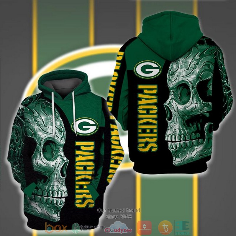 Nfl Green Bay Packers Green Skull 3D Hoodie Nfl Green Bay Packers Green Skull 3D Hoodie