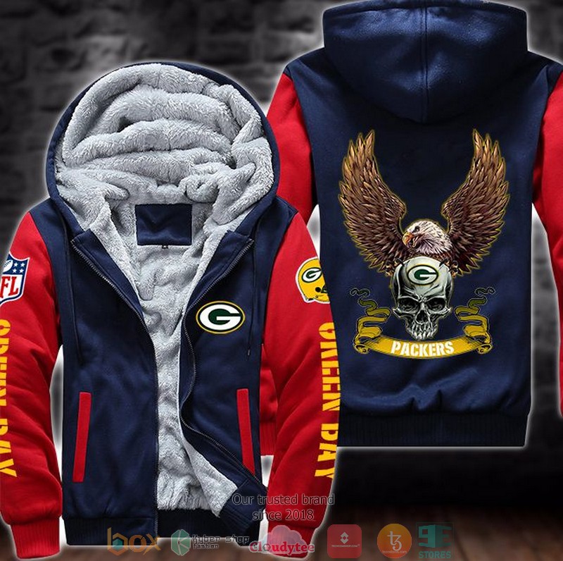 Nfl Green Bay Packers Skull Eagle Wings 3D Fleece Hoodie Jacket Nfl Green Bay Packers Skull Eagle Wings 3D Fleece Hoodie Jacket