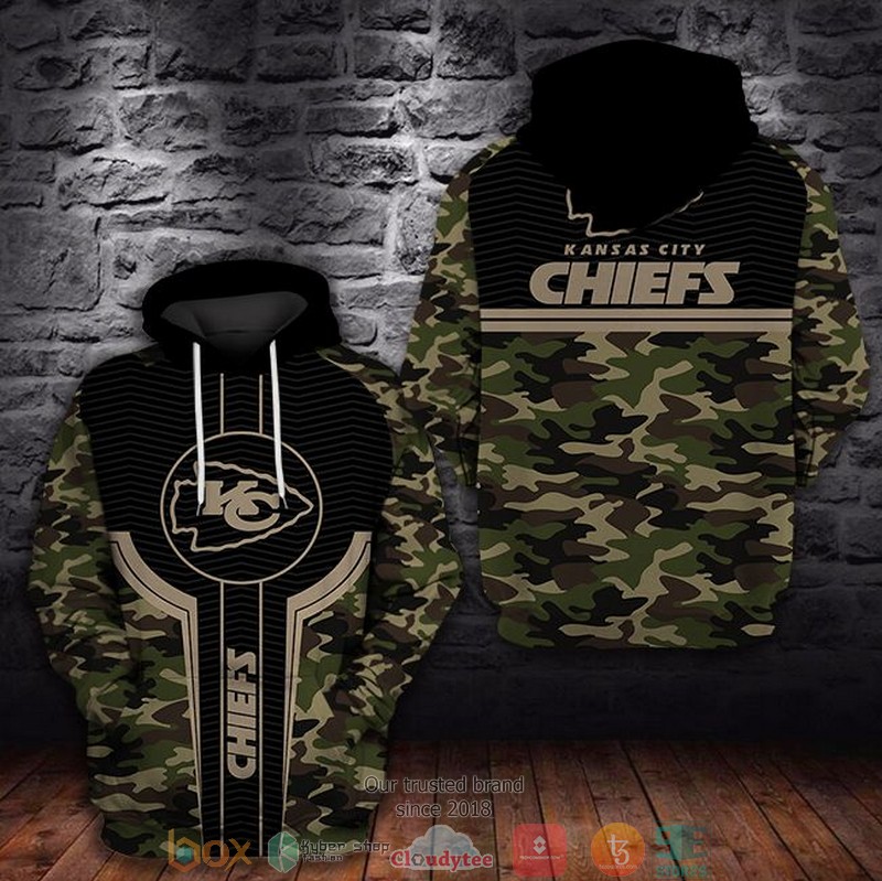 Nfl Kansas City Chiefs Logo Black Green Camo 3D Hoodie Nfl Kansas City Chiefs Logo Black Green Camo 3D Hoodie