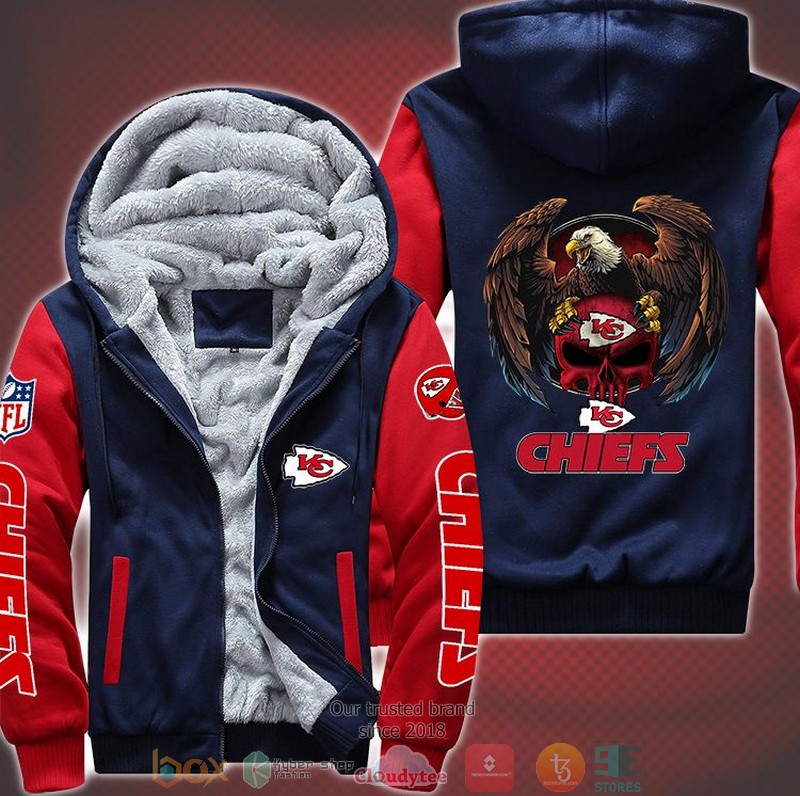 Nfl Kansas City Chiefs Logo Eagle Skull 3D Fleece Hoodie Nfl Kansas City Chiefs Logo Eagle Skull 3D Fleece Hoodie