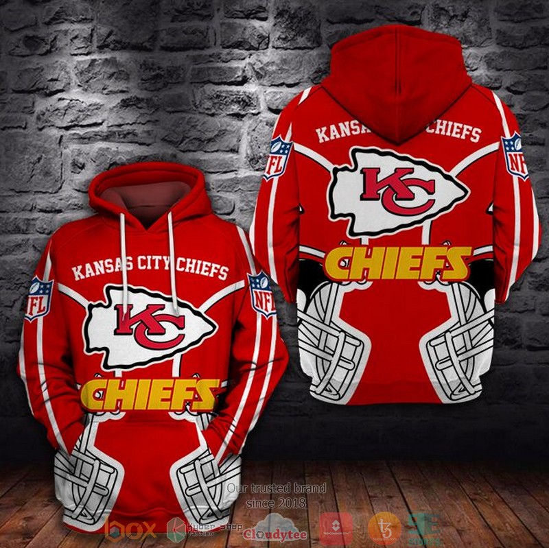 Nfl Kansas City Chiefs Logo Helmet Red 3D Hoodie Nfl Kansas City Chiefs Logo Helmet Red 3D Hoodie