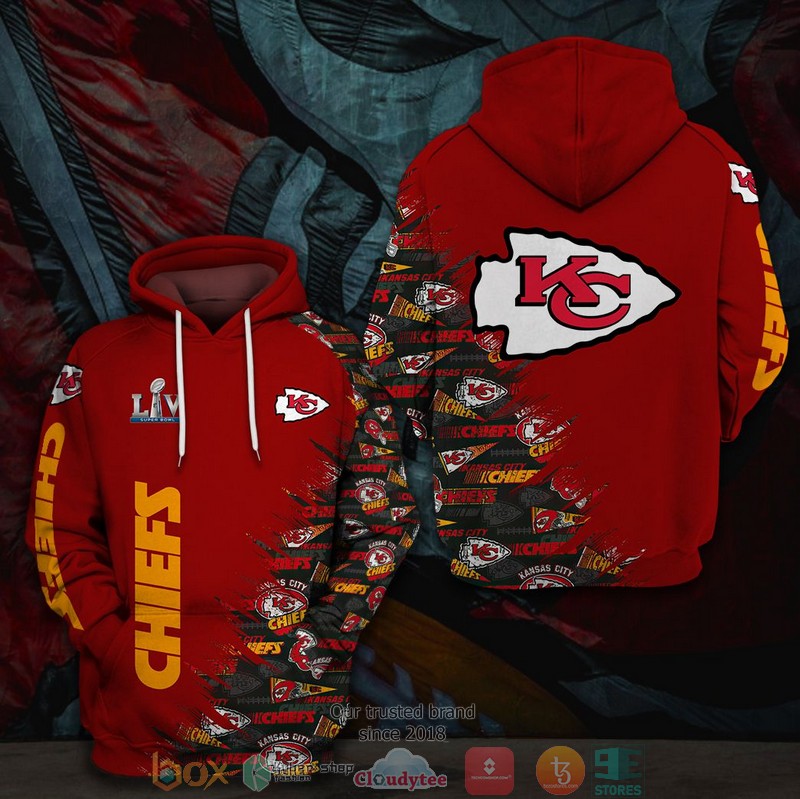 Nfl Kansas City Chiefs Logo Liv Red Black 3D Hoodie Nfl Kansas City Chiefs Logo Liv Red Black 3D Hoodie