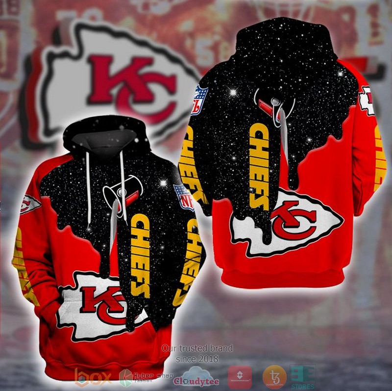 Nfl Kansas City Chiefs Paint Black Red 3D Hoodie Nfl Kansas City Chiefs Paint Black Red 3D Hoodie