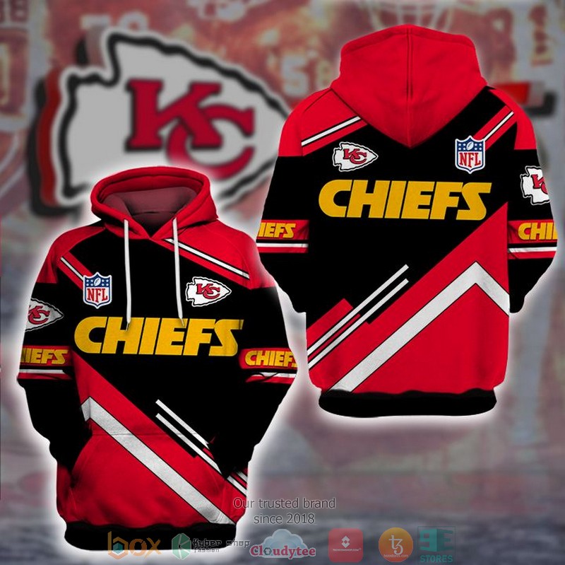 Nfl Kansas City Chiefs Red Black 3D Hoodie Nfl Kansas City Chiefs Red Black 3D Hoodie
