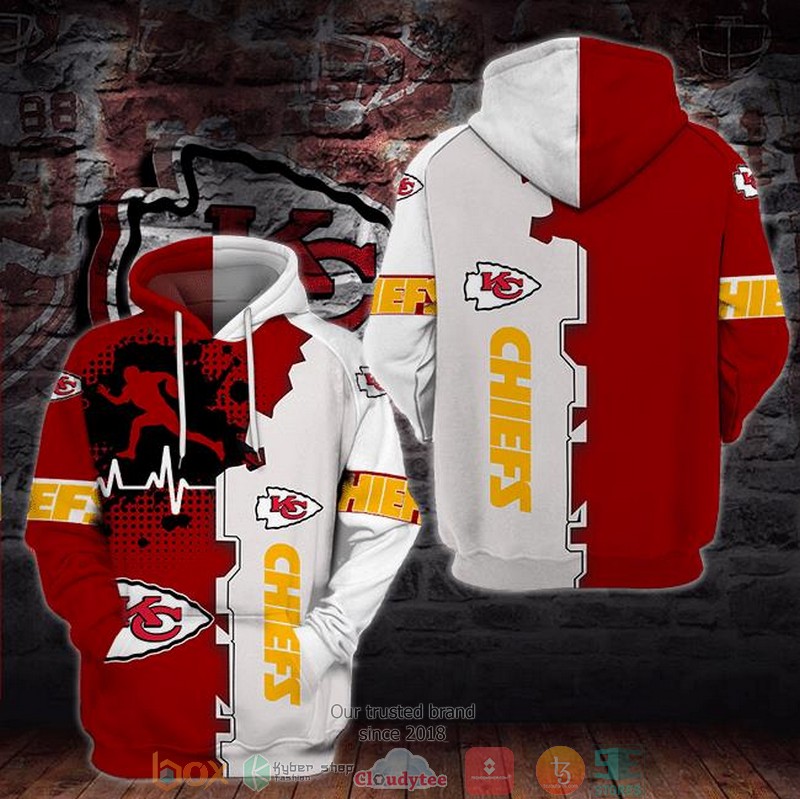 Nfl Kansas City Chiefs Running Red White 3D Hoodie Nfl Kansas City Chiefs Running Red White 3D Hoodie