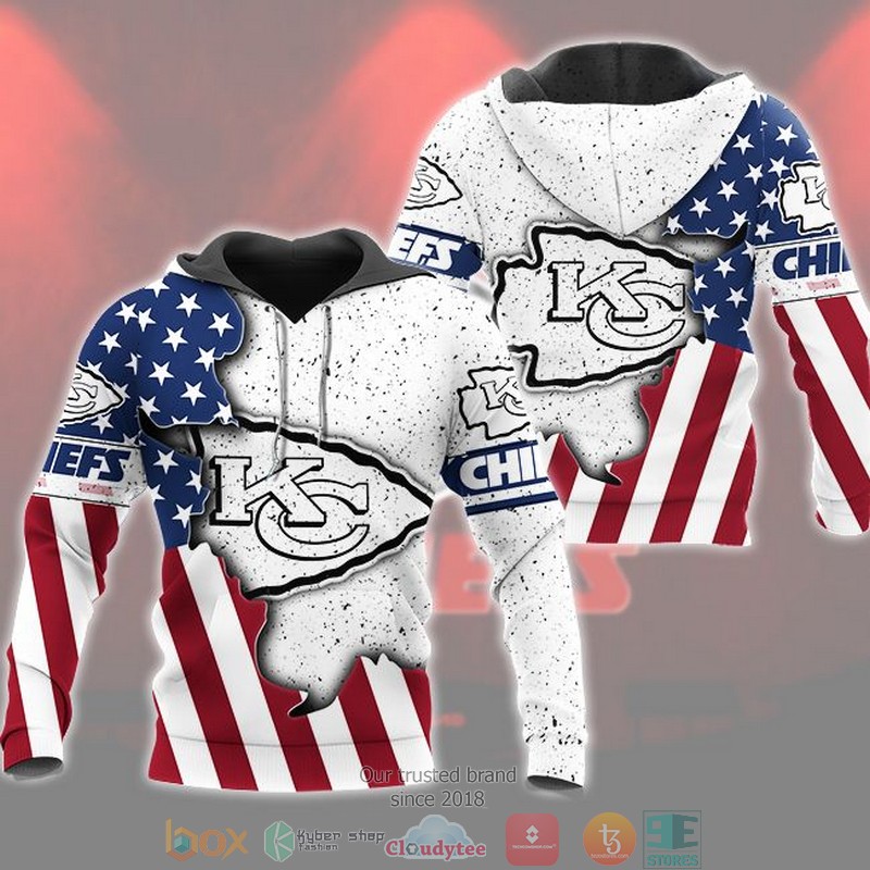 Nfl Kansas City Chiefs United States Flag White 3D Hoodie Nfl Kansas City Chiefs United States Flag White 3D Hoodie