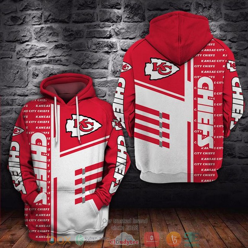 Nfl Kansas City Chiefs White Red 3D Hoodie Nfl Kansas City Chiefs White Red 3D Hoodie